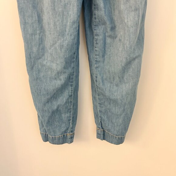 Anthropologie Pilcro Chambray Denim Puff Sleeve Jumpsuit Size 8 - Picture 7 of 12